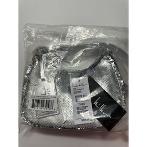 Nicole Miller Silver Sequin Strap Small Shoulder Bag (New‎ With Tags)